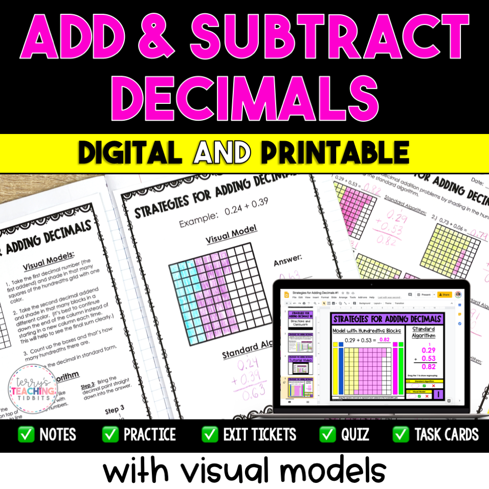Add and Subtract Decimals Resource Options – Terry's Teaching Tidbits
