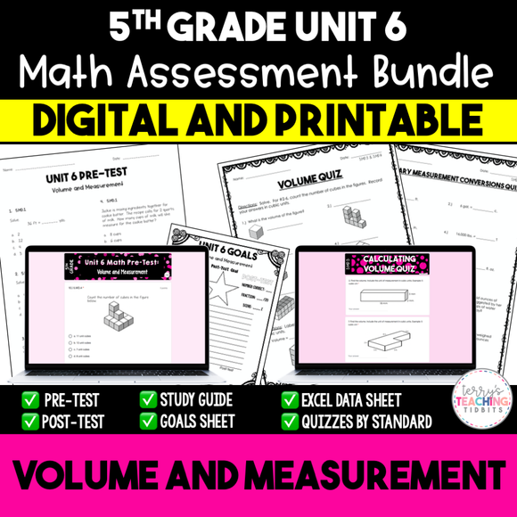 5th Grade Math Unit 6 Assessments:  Volume and Measurement