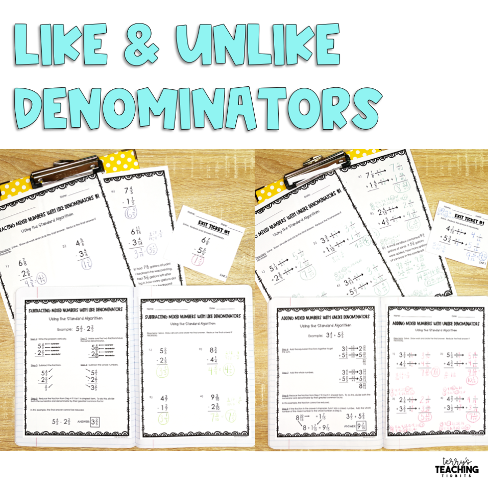Adding and Subtracting Mixed Numbers - Printable – Terry's Teaching Tidbits