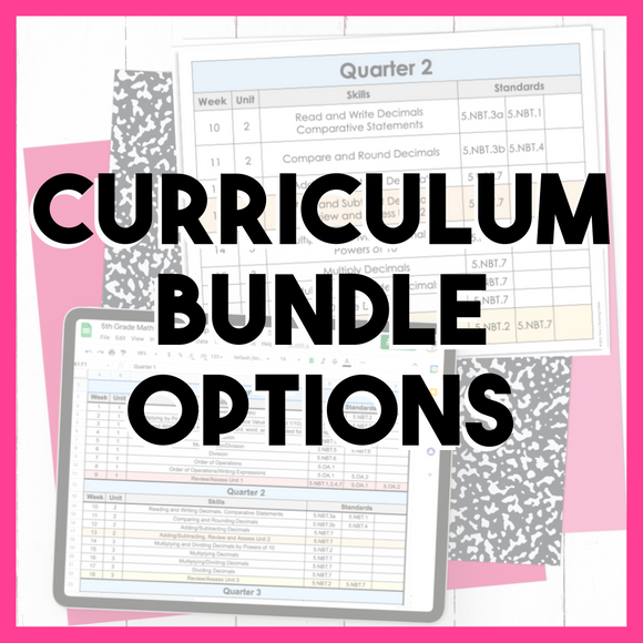 5th Grade Math Curriculum Bundle Options