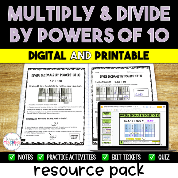 Multiply and Divide by Powers of 10 Resource Options