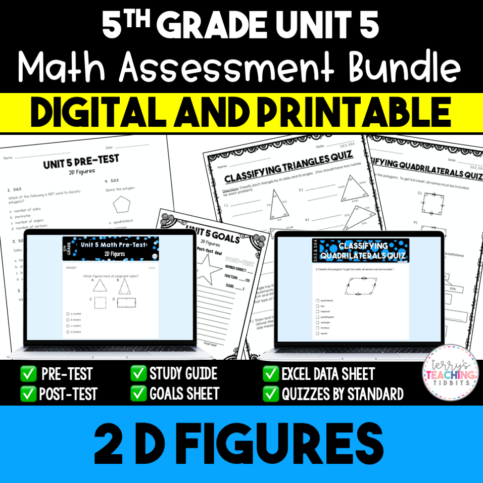 Unit 5 Math 5th Grade Math Unit 5 Assessments: 2D Figures – Terry's Teaching Tidbits