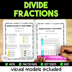 Divide Fractions with Visual Models Included - Printable