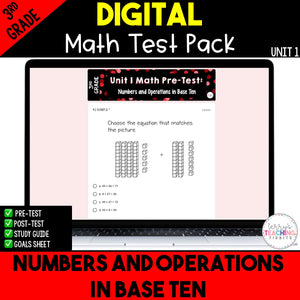 Numbers and Operations in Base Ten Digital Math Test Pack {3rd Grade Unit 1}