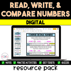 Read, Write, & Compare Numbers Resource Pack - Digital