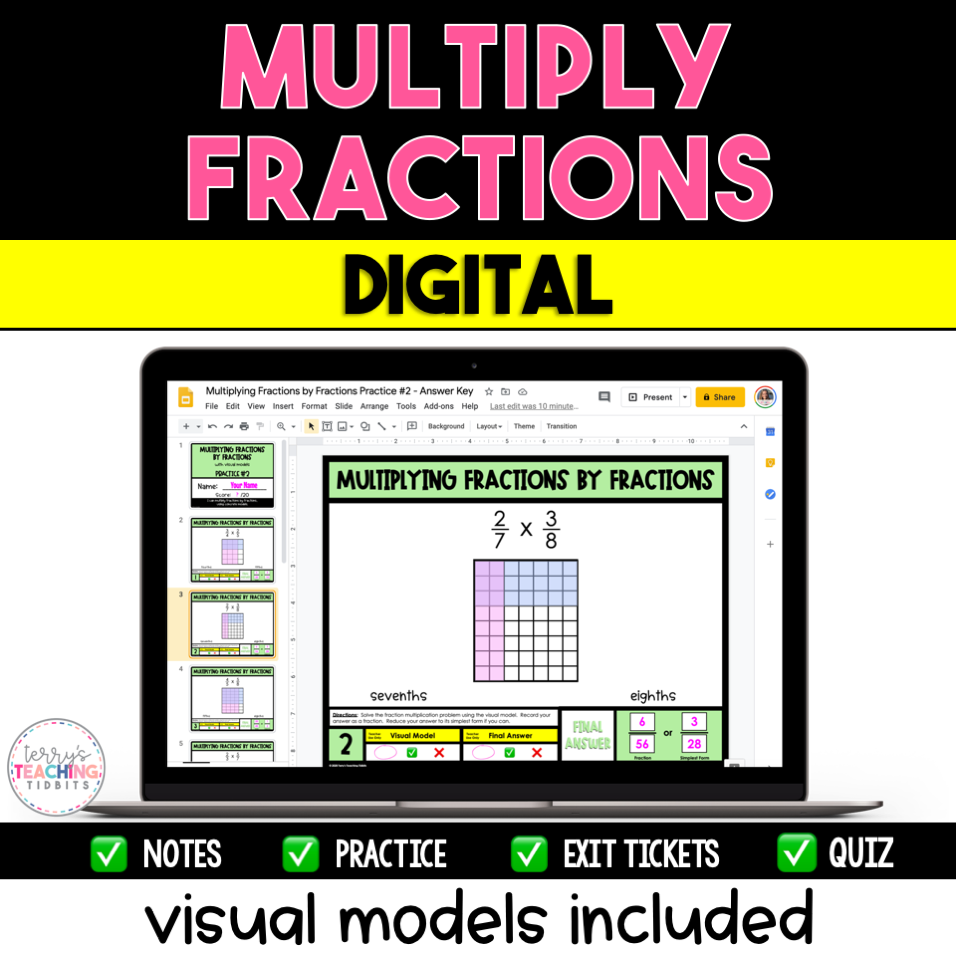 Multiply Fractions Digital Resource Pack - Visual Models Included ...