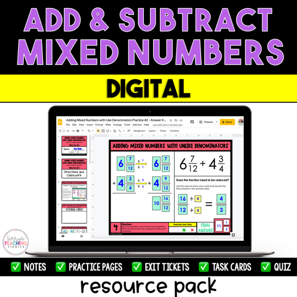 Adding and Subtracting Mixed Numbers {Digital}