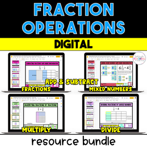 5th Grade Fractions Bundle - Add, Subtract, Multiply, & Divide - Digital