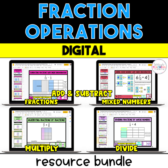 5th Grade Fractions Bundle - Add, Subtract, Multiply, & Divide - Digit ...