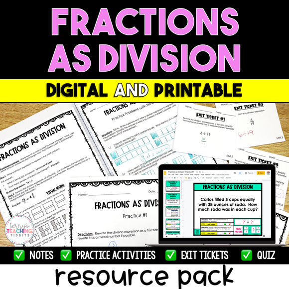 Fractions as Division Resource Bundle - Digital & Printable