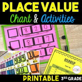 3rd Grade Place Value Chart & Activities Bundle - Printable