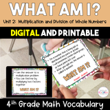 What Am I? 4th Grade Math Vocabulary Review Game