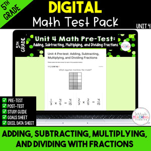 Adding, Subtracting, Multiplying and Dividing with Fractions Test (Digital)