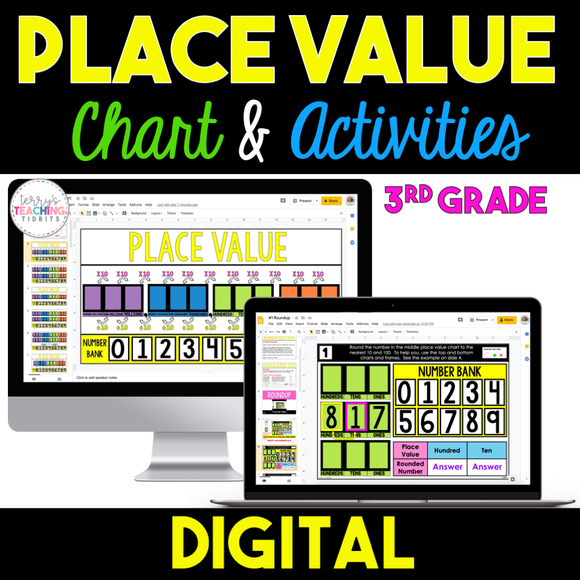 3rd Grade Place Value Chart & Activities Bundle - Digital