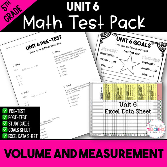 5th Grade Unit 6 Math Test Pack {Paper}