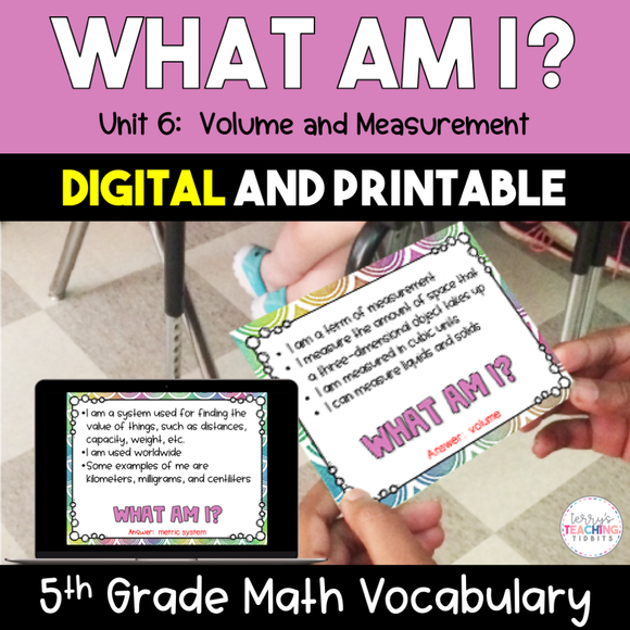 What Am I? 5th Grade Math Vocabulary - Volume and Measurement