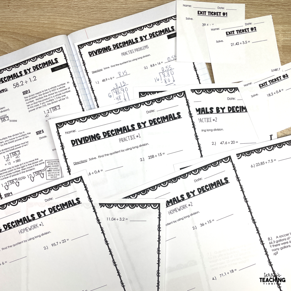 Dividing Decimals Visual Models Included Printable Terry S