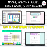 Add and Subtract Fractions - Visual Models Included - Digital & Printable