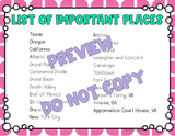 Where Am I? Important Places in History Game - 4th Grade {Digital and Printable}