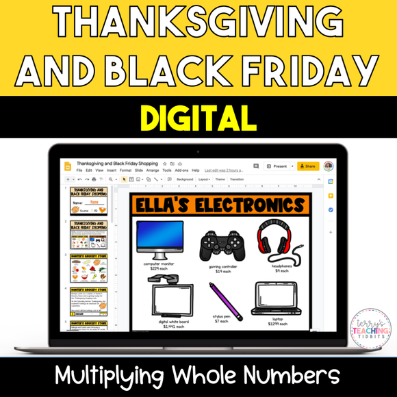 Thanksgiving and Black Friday Digital Multiplication Activity