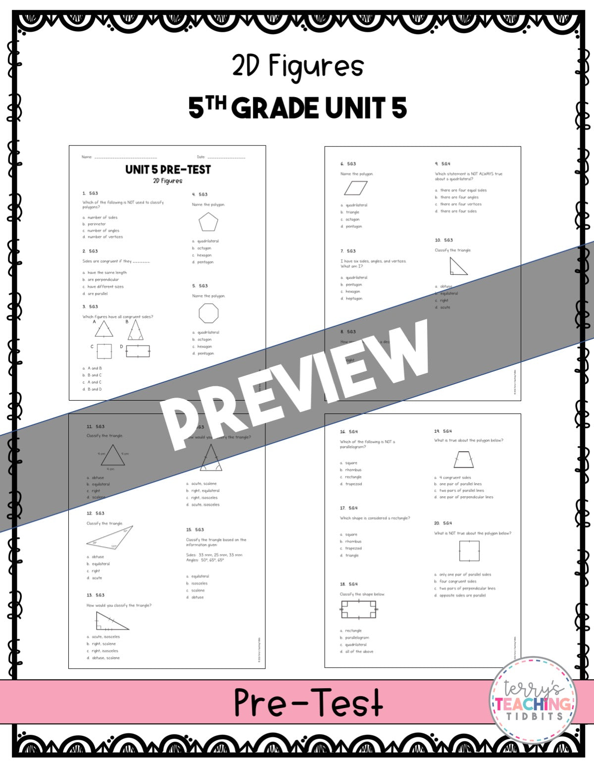 Unit 5 Test Math Grade 5 Pre Test