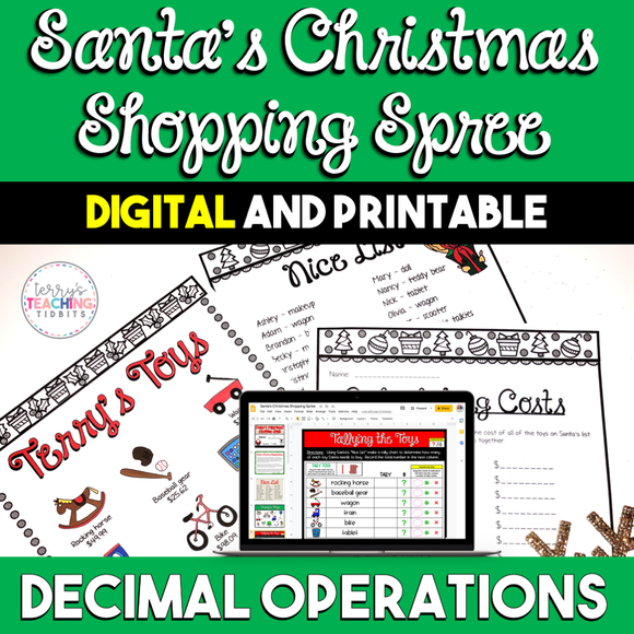 Santa's Christmas Shopping Spree - 5th Grade Decimals Challenge