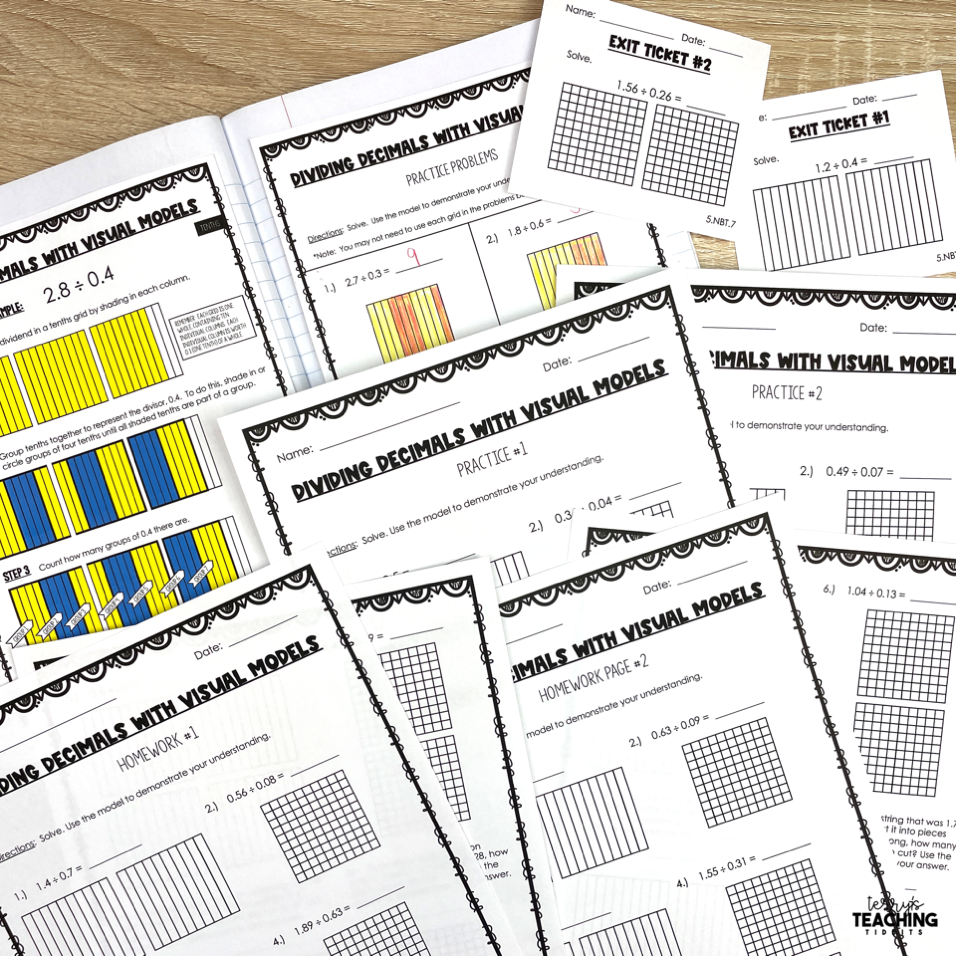 Dividing Decimals Visual Models Included Printable Terry S