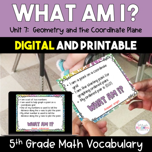 What Am I? 5th Grade Math Vocabulary - Geometry and the Coordinate Plane