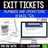 Exit Tickets - 5th Grade Numbers and Operations in Base Ten