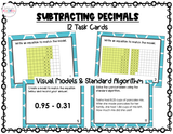 Adding and Subtracting Decimals with Visual Models Task Cards