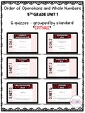 Order of Operations and Whole Numbers Digital Quiz Pack - 5th Grade Unit 1