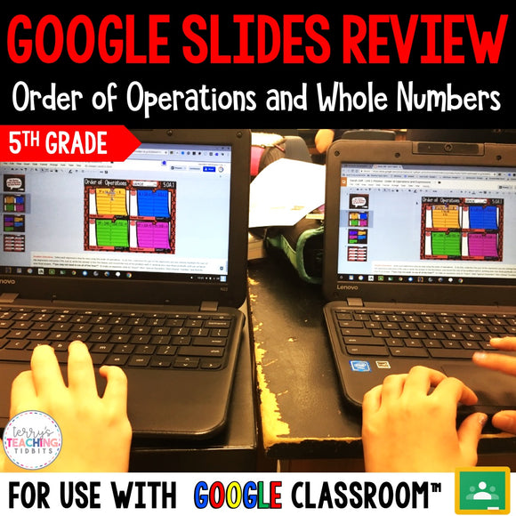 Google Slides Review for Order of Operations and Whole Numbers {5th Grade}