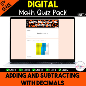 Adding and Subtracting Decimals Digital Quiz Pack {5th Grade Unit 2}