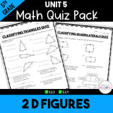 2D Figures Paper Quiz Pack {5th Grade Unit 5}